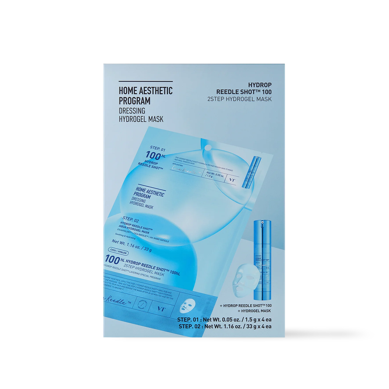 VT Cosmetics HYDROP Reedle Shot 100hl 2STEP Hydrogel Mask 4ea