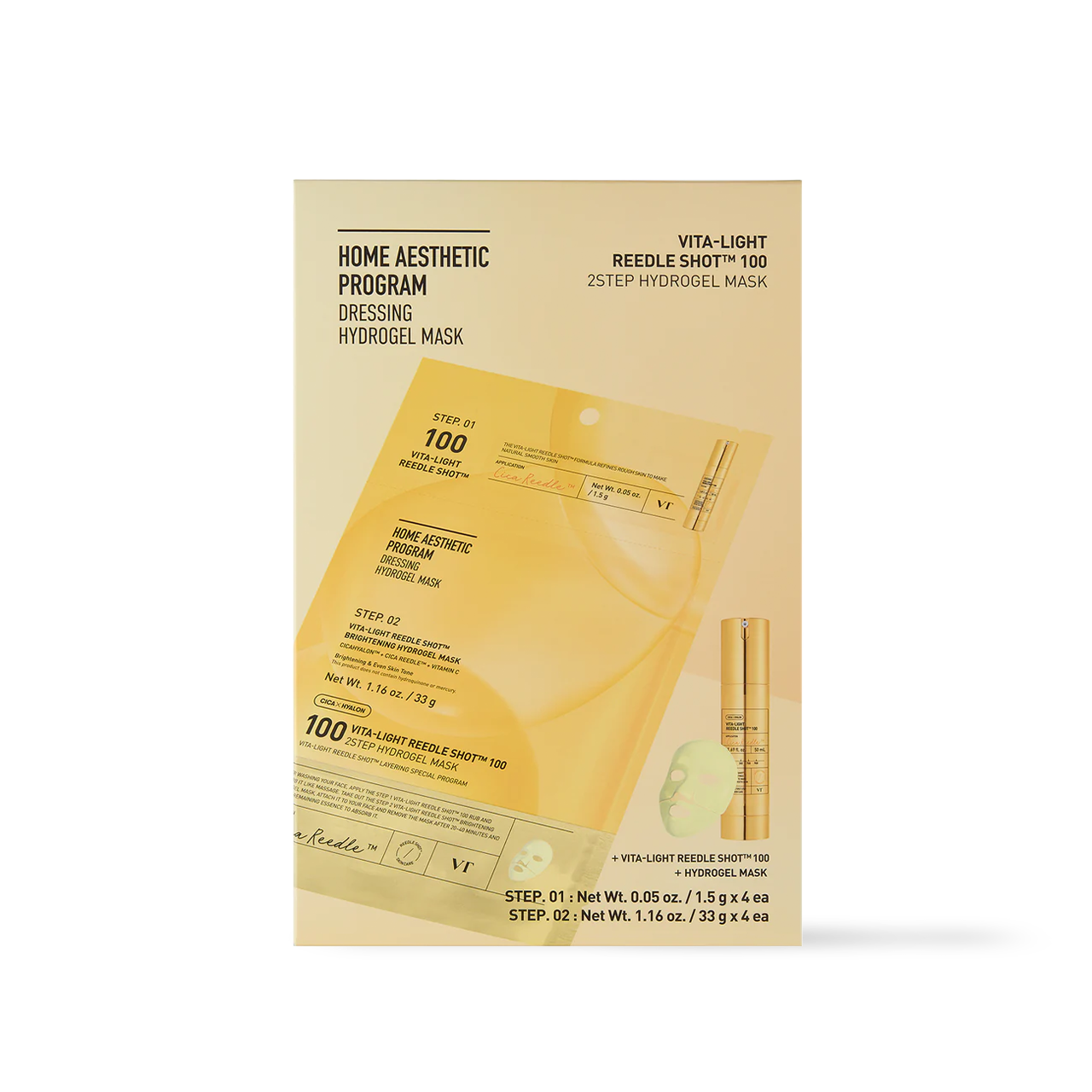 VT Cosmetics VITA-LIGHT Reedle Shot 100 Masque Hydrogel 2 Étapes - 2 types