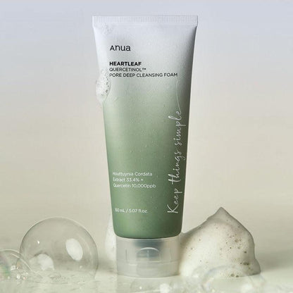 Anua HEARTLEAF QUERCETINOL PORE DEEP CLEANSING FOAM 150ML - Komiko Beauty
