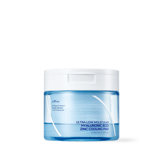 Isntree Ultra - Low Molecular Hyaluronic Acid Zinc Cooling Pad 150ml 60ea - Komiko Beauty