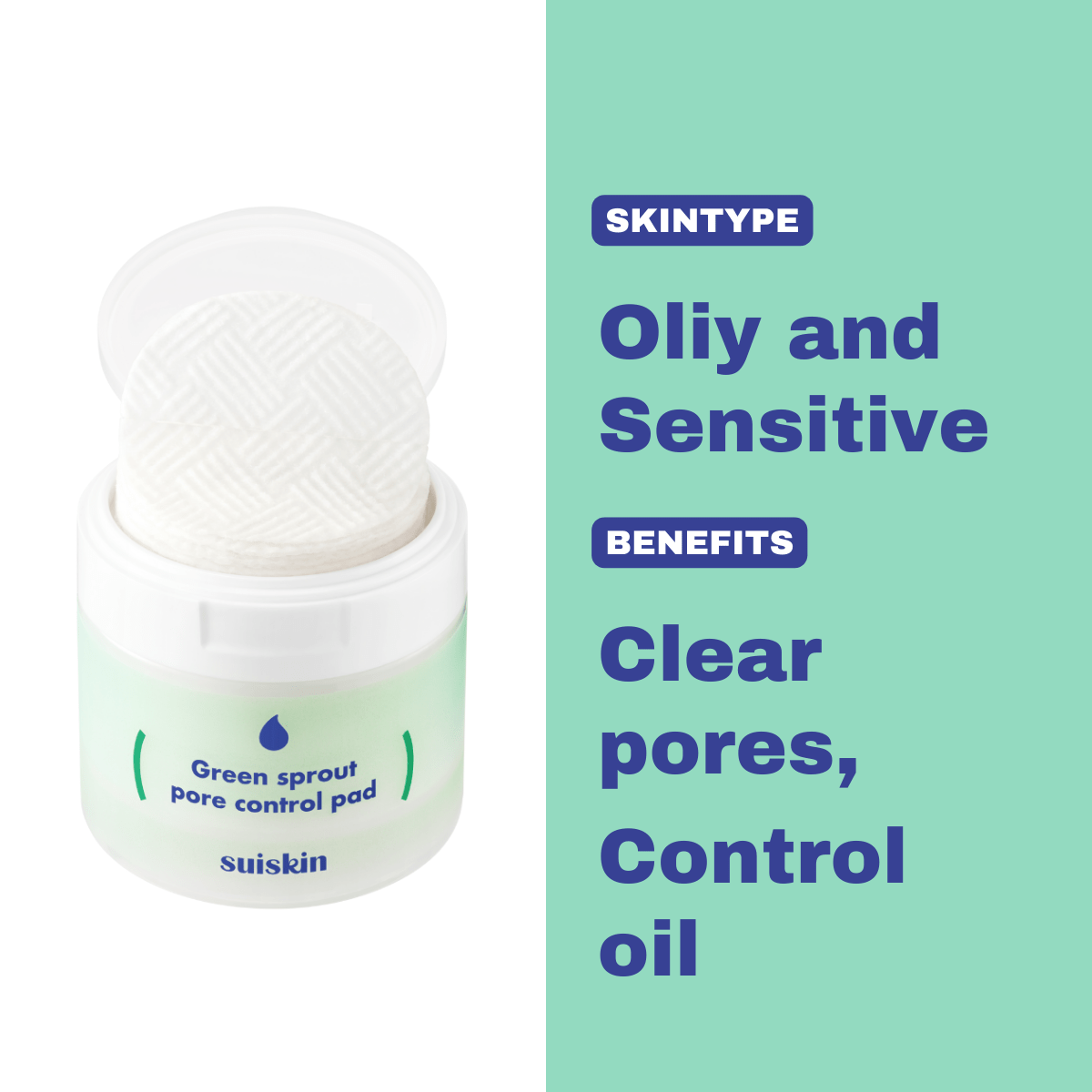 Suiskin Green sprout pore control pad 70EA - Komiko Beauty