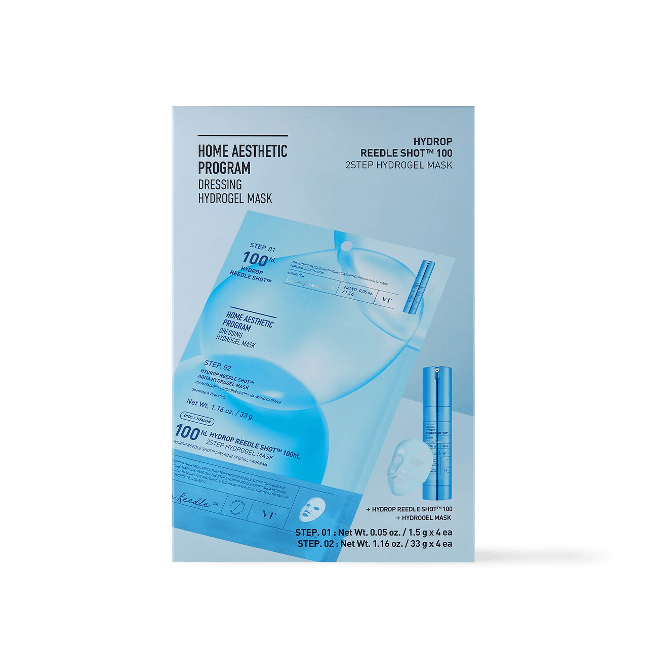 VT Cosmetics HYDROP Reedle Shot 100hl 2STEP Hydrogel Mask - 2Type - Komiko Beauty