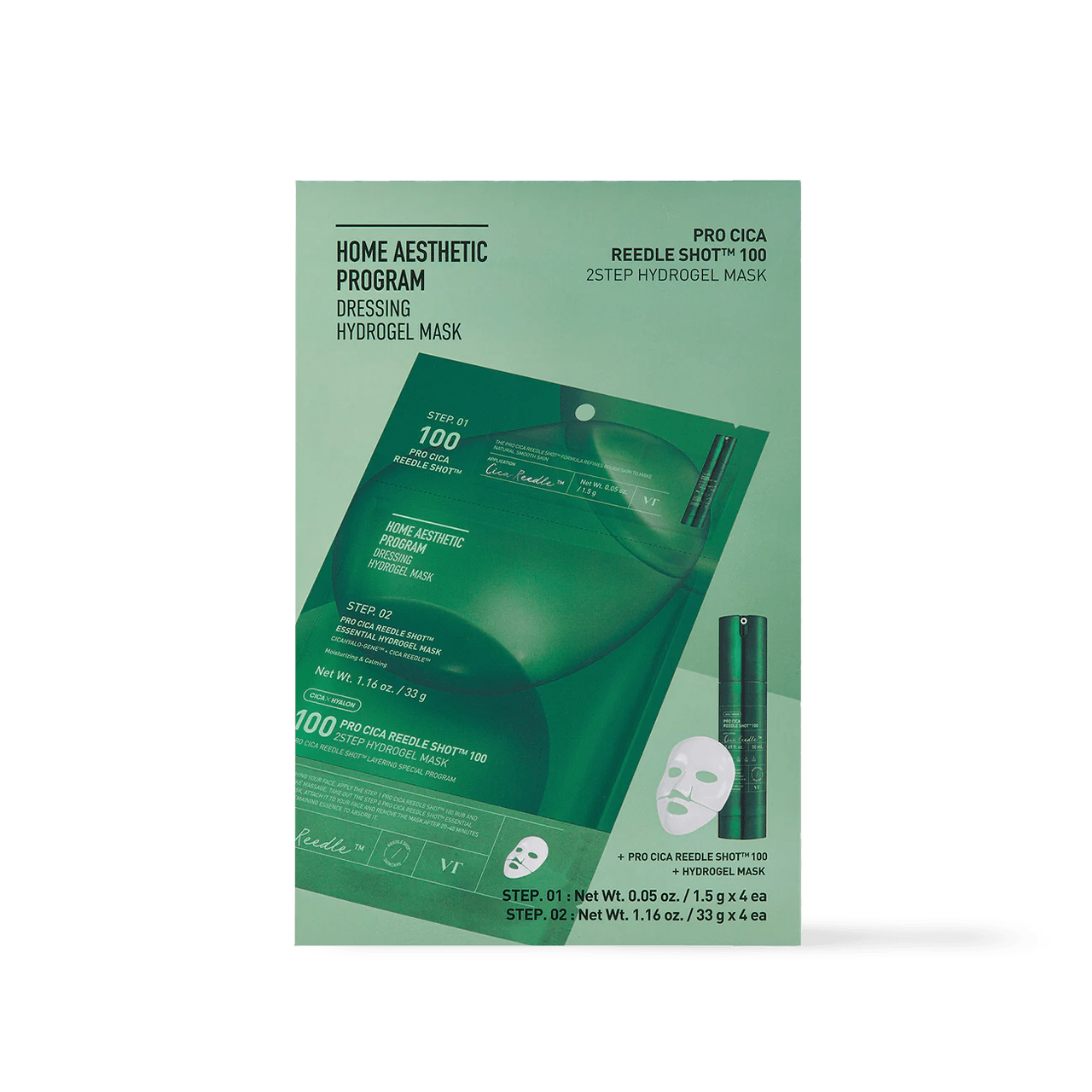 VT Cosmetics PRO CICA Reedle Shot 100 2STEP Hydrogel Mask 4ea - Komiko Beauty