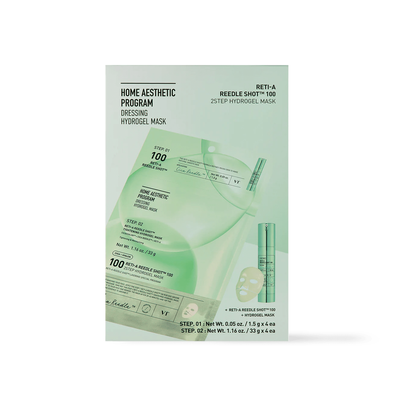 VT Cosmetics RETI - A Reedle Shot 100 2STEP Hydrogel Mask 4ea - Komiko Beauty