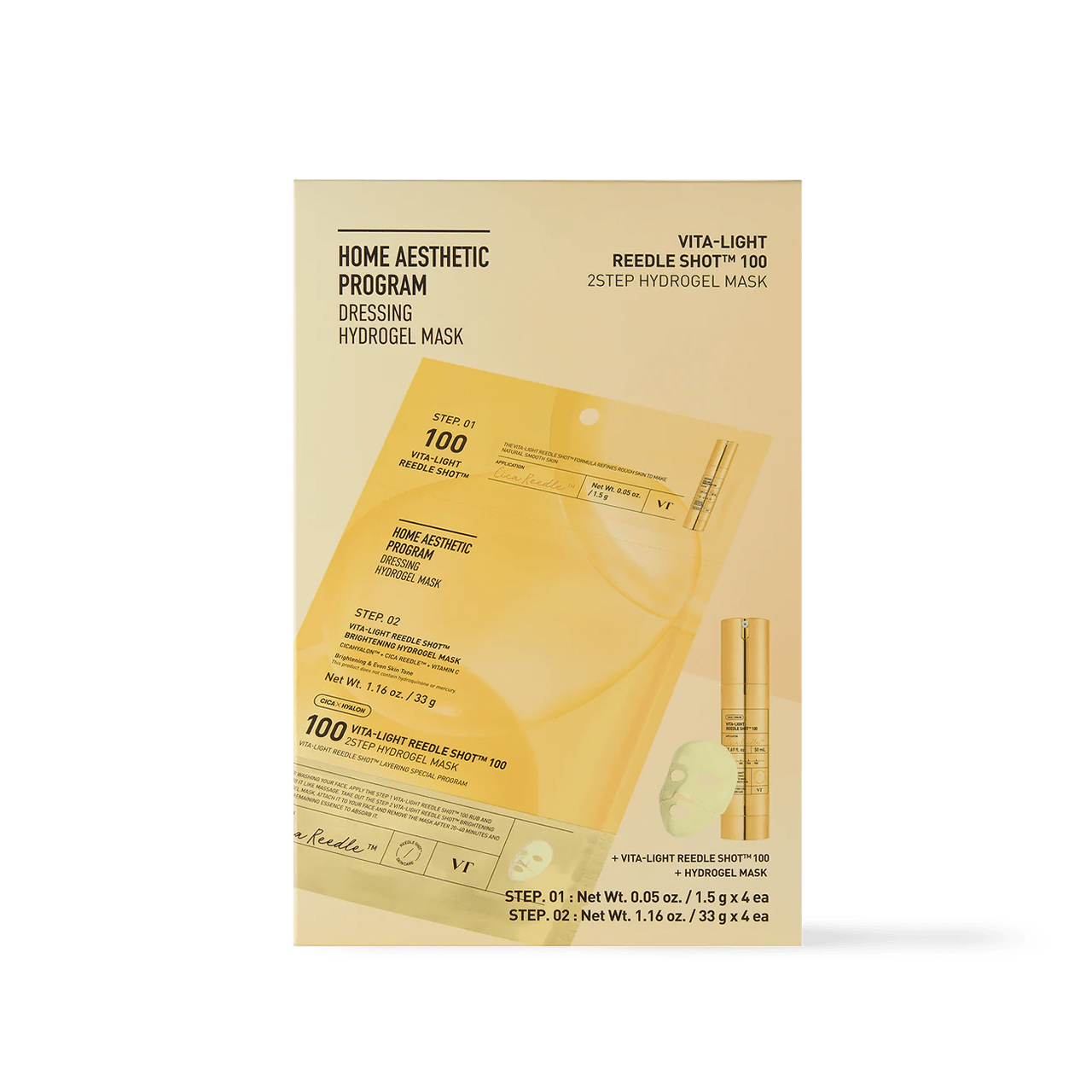 VT Cosmetics VITA - LIGHT Reedle Shot 100 2STEP Hydrogel Mask - 2type - Komiko Beauty